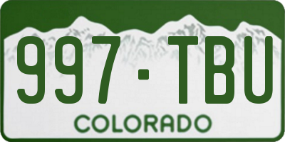 CO license plate 997TBU