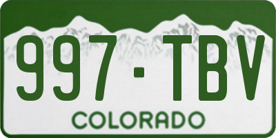 CO license plate 997TBV