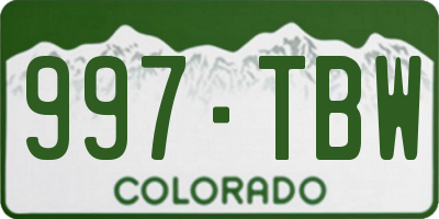 CO license plate 997TBW
