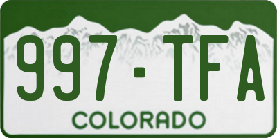 CO license plate 997TFA