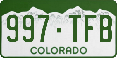CO license plate 997TFB