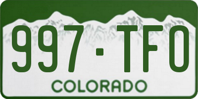 CO license plate 997TFO