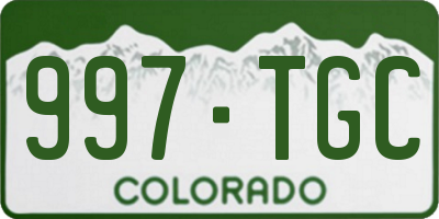 CO license plate 997TGC