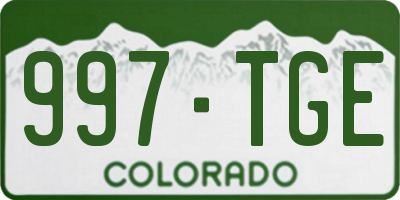 CO license plate 997TGE