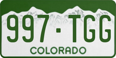 CO license plate 997TGG