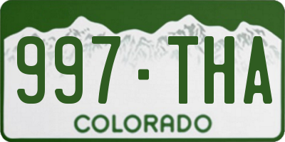 CO license plate 997THA