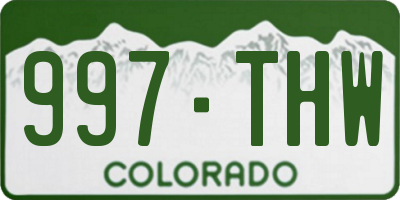 CO license plate 997THW