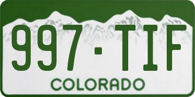 CO license plate 997TIF
