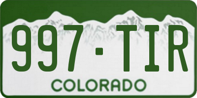 CO license plate 997TIR