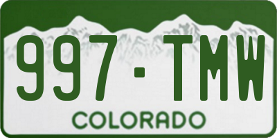 CO license plate 997TMW
