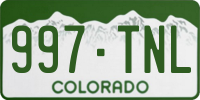 CO license plate 997TNL