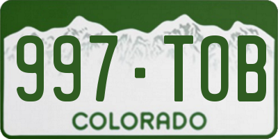CO license plate 997TOB