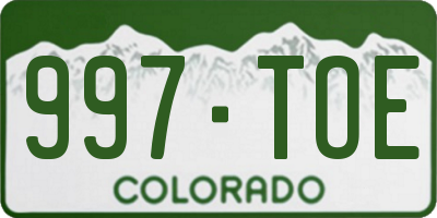 CO license plate 997TOE