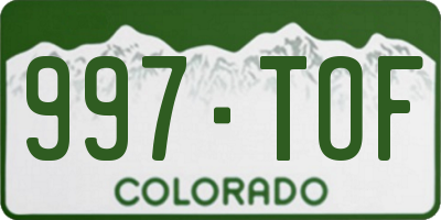 CO license plate 997TOF