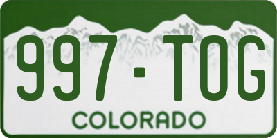 CO license plate 997TOG