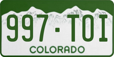CO license plate 997TOI