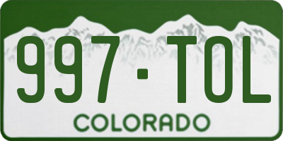 CO license plate 997TOL