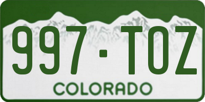 CO license plate 997TOZ