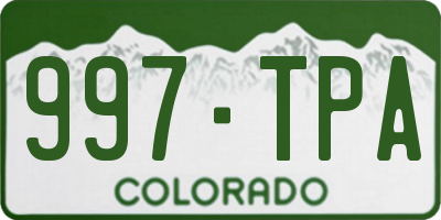 CO license plate 997TPA