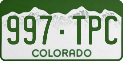CO license plate 997TPC