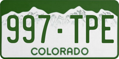 CO license plate 997TPE
