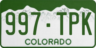 CO license plate 997TPK