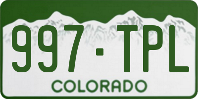 CO license plate 997TPL