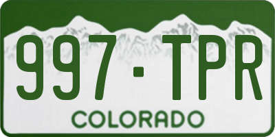 CO license plate 997TPR