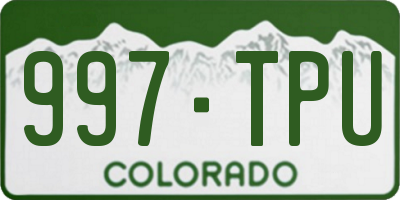 CO license plate 997TPU