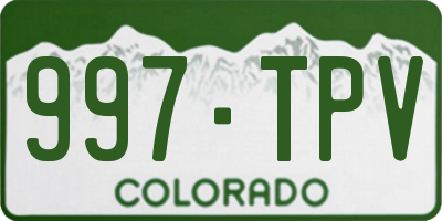 CO license plate 997TPV
