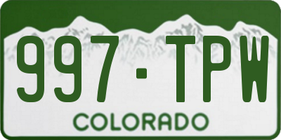 CO license plate 997TPW