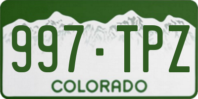 CO license plate 997TPZ