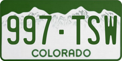 CO license plate 997TSW