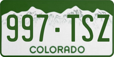 CO license plate 997TSZ