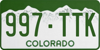 CO license plate 997TTK