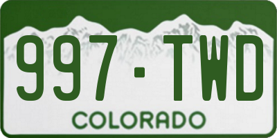 CO license plate 997TWD