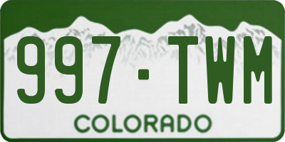 CO license plate 997TWM