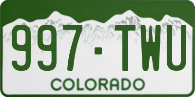 CO license plate 997TWU
