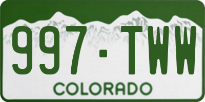 CO license plate 997TWW