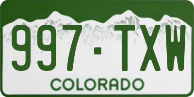 CO license plate 997TXW