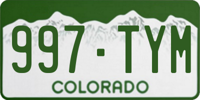 CO license plate 997TYM