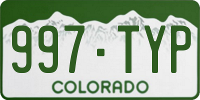 CO license plate 997TYP