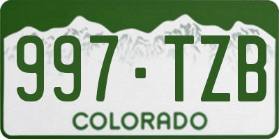 CO license plate 997TZB
