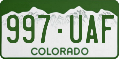 CO license plate 997UAF