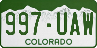 CO license plate 997UAW