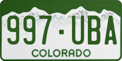 CO license plate 997UBA