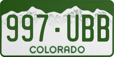 CO license plate 997UBB