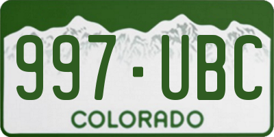 CO license plate 997UBC