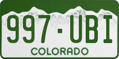 CO license plate 997UBI
