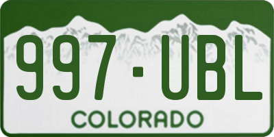 CO license plate 997UBL